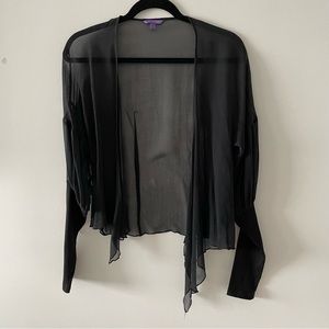 Coco & Tashi black mesh sheer tie up blouse shirt top size small full arm ripped